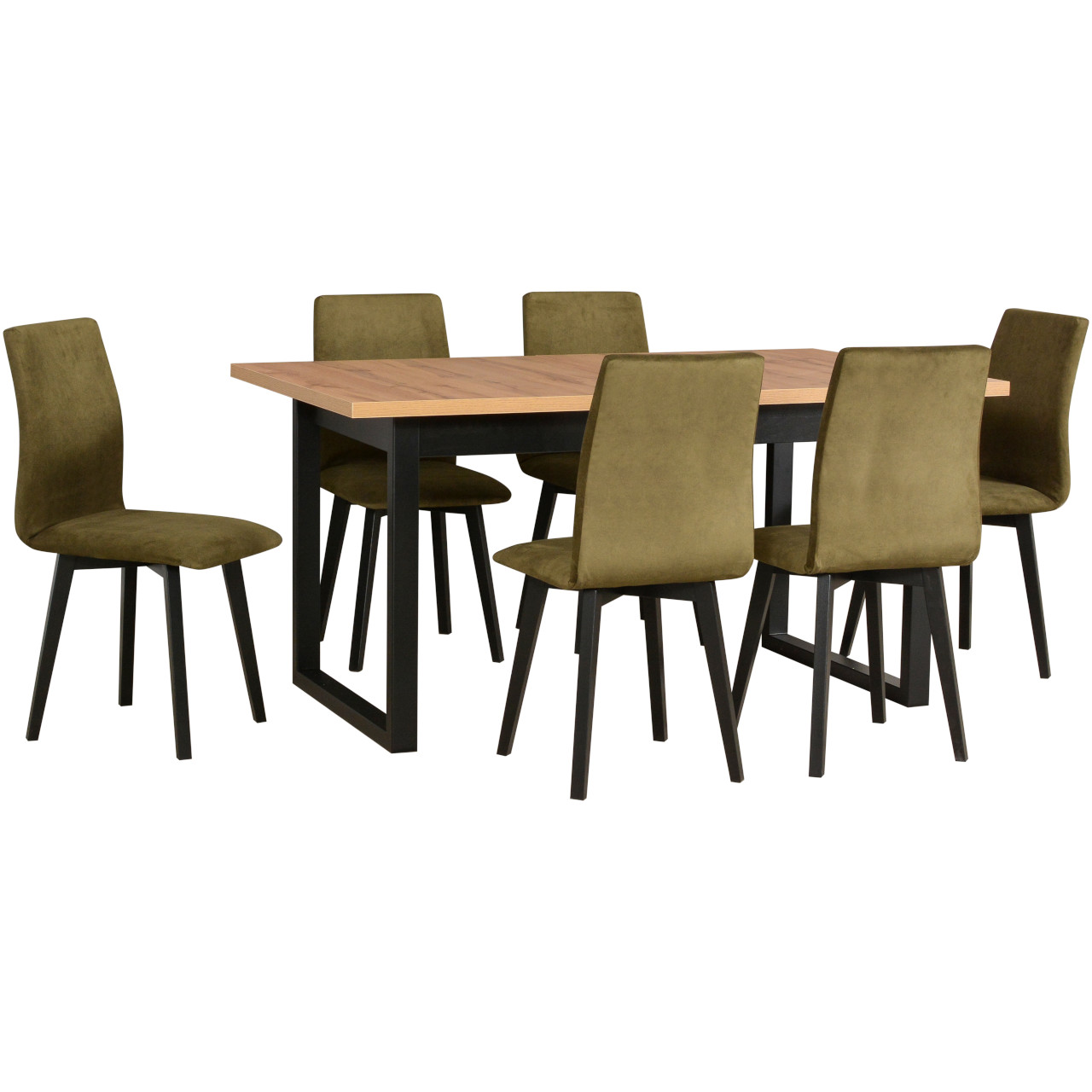 Tisch IKON 3 grandson laminat / schwarz + Stühle LUNA 2 (6Stk.) schwarz / 17B