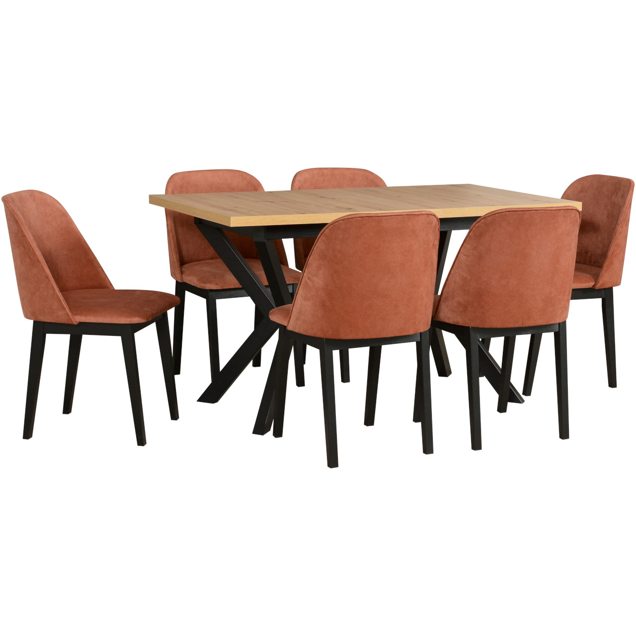 Tisch IKON 4 artisan laminat / schwarz + Stühle MONTI 1 (6Stk.) schwarz / 19B
