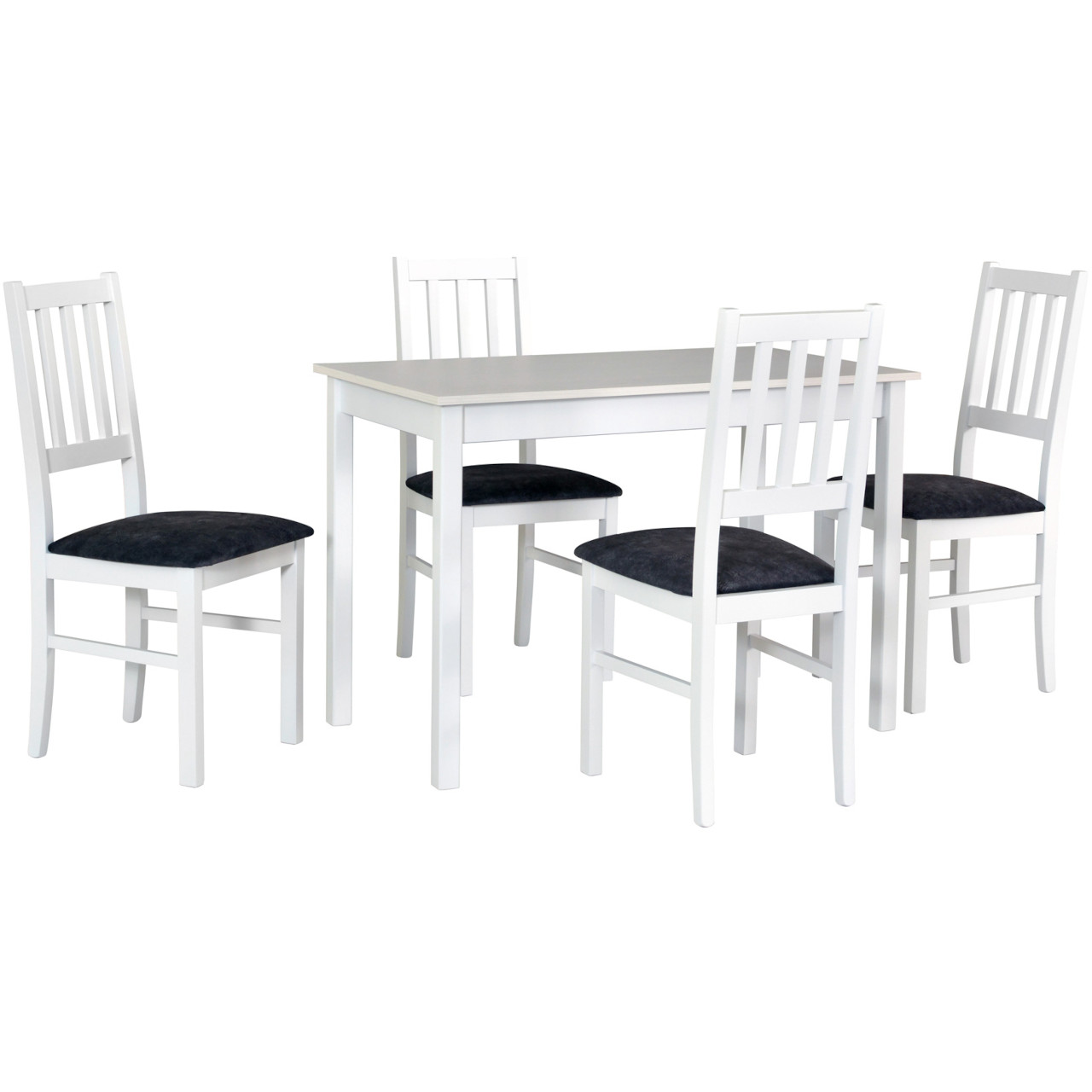 Tisch MAX 2 weiß laminat + Stühle BOS 4 (4Stk.) weiß / 24B