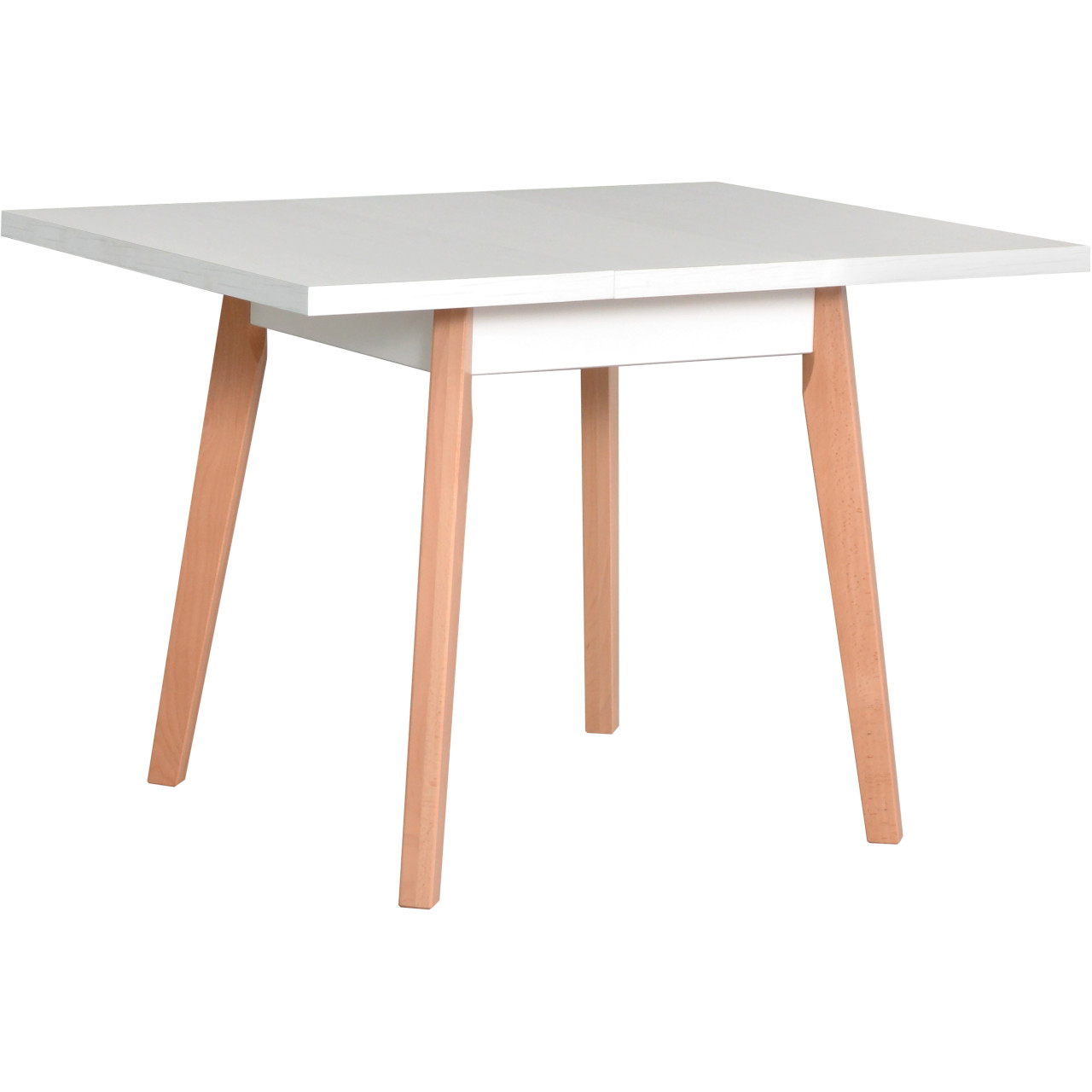 Tisch OSLO 1 L 80x80/110 weiß laminat / buche natur