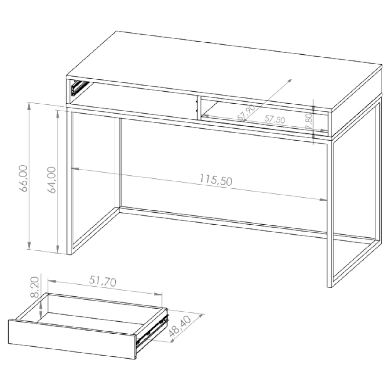 Schreibtisch OLIER OE01 weiß / eiche artisan