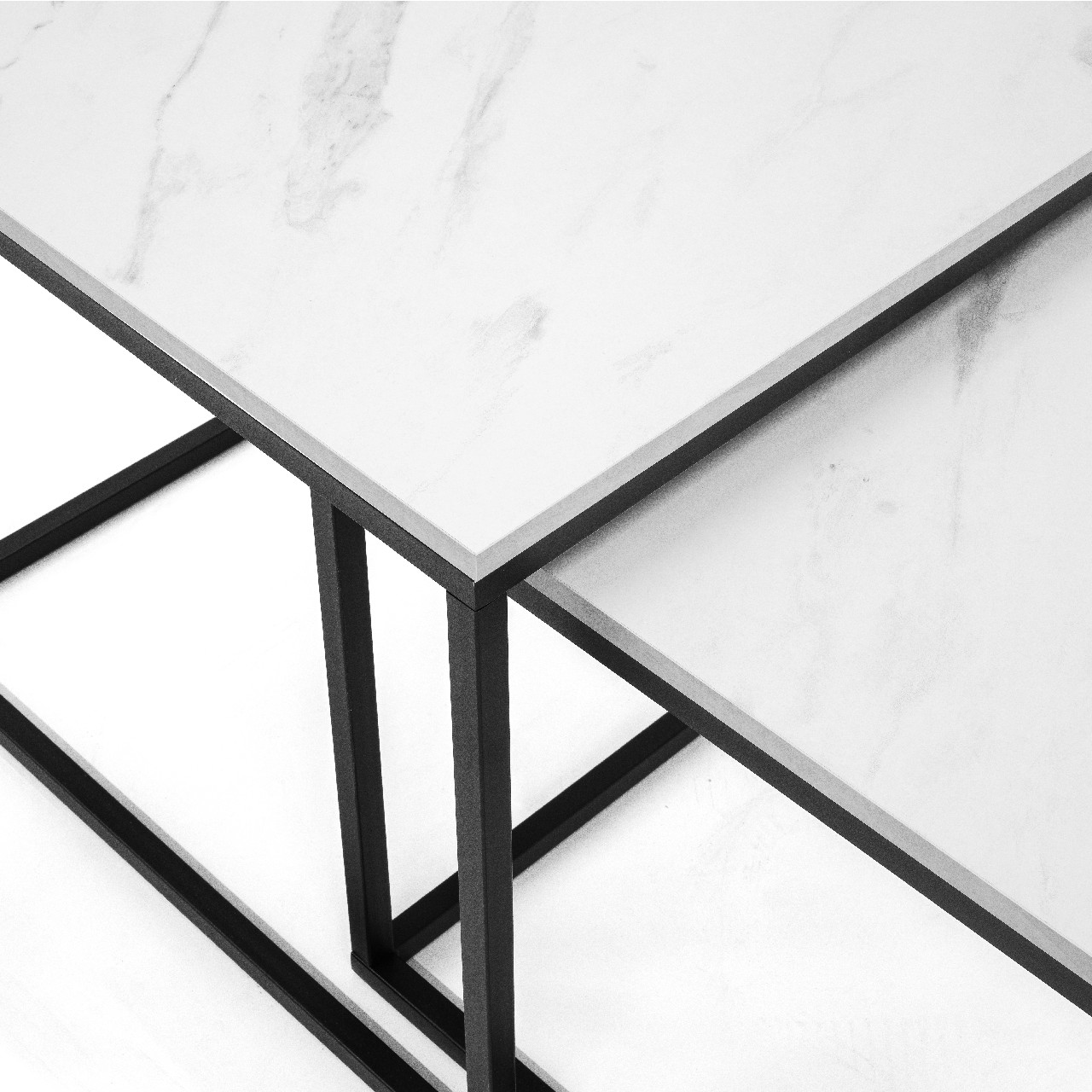 Couchtisch Set VEROLI VR06 schwarz / weiß marmor