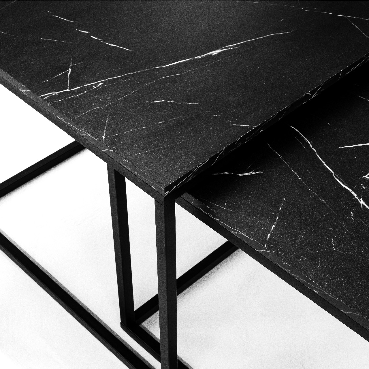 Couchtisch Set VEROLI VR06 schwarz / schwarz marmor