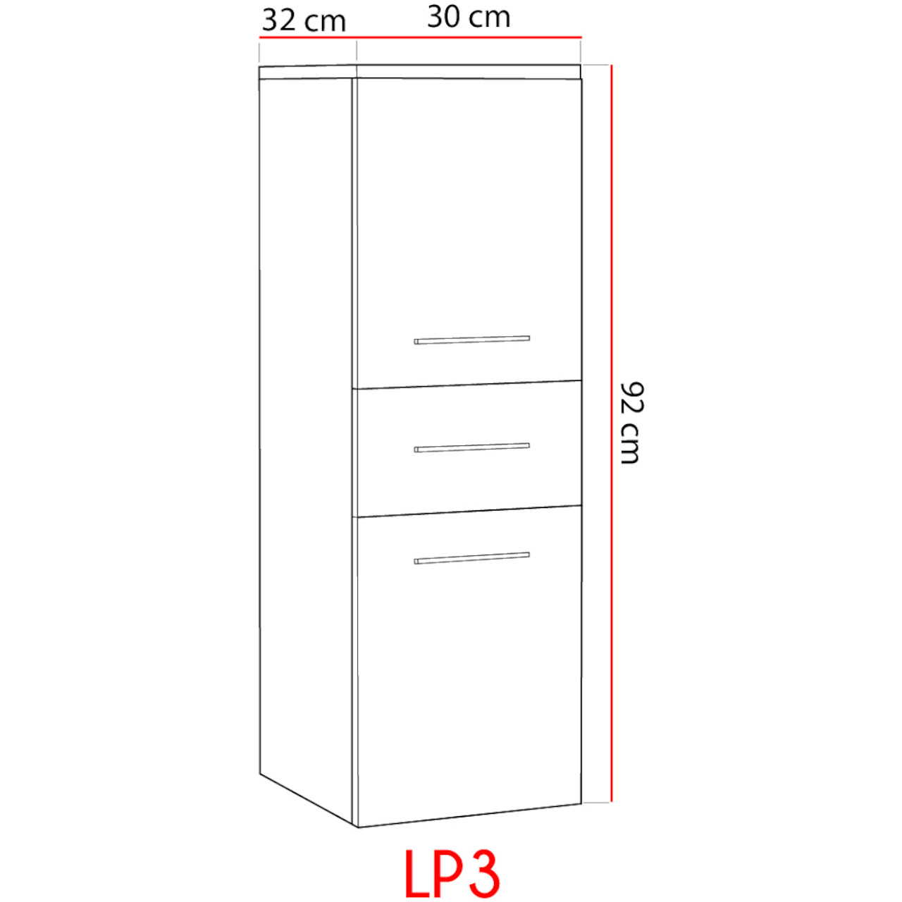 Kleiner Badschrank LUPO LP3 weiß hochglanz